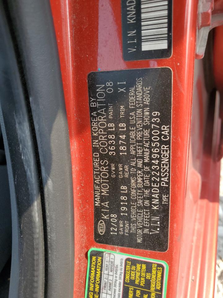 2009 Kia Rio Base VIN: KNADE223496500739 Lot: 58975395