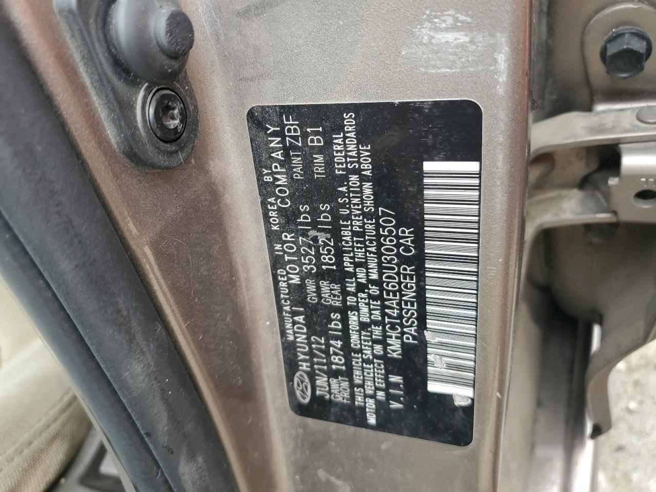 2013 Hyundai Accent Gls VIN: KMHCT4AE6DU306507 Lot: 59627605