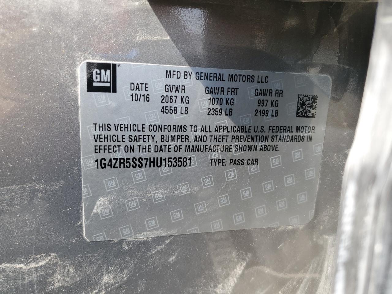 2017 Buick Lacrosse Premium VIN: 1G4ZR5SS7HU153581 Lot: 59382095
