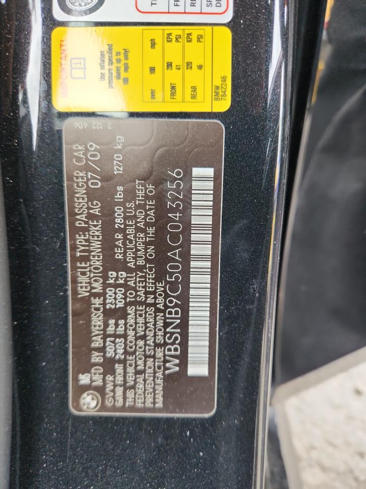 2010 BMW M5 VIN: WBSNB9C50AC043256 Lot: 62306185