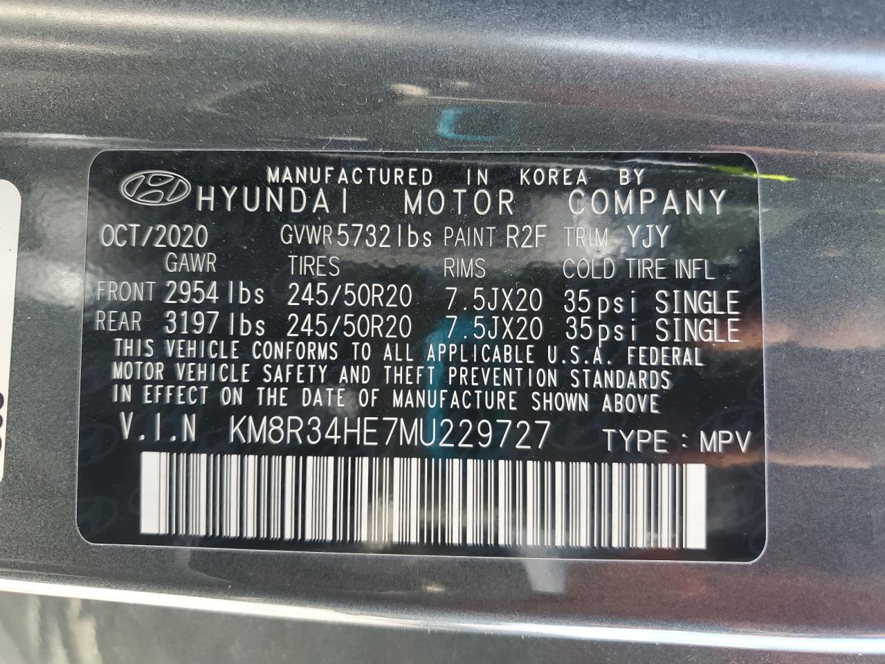 2021 Hyundai Palisade Sel VIN: KM8R34HE7MU229727 Lot: 62276745