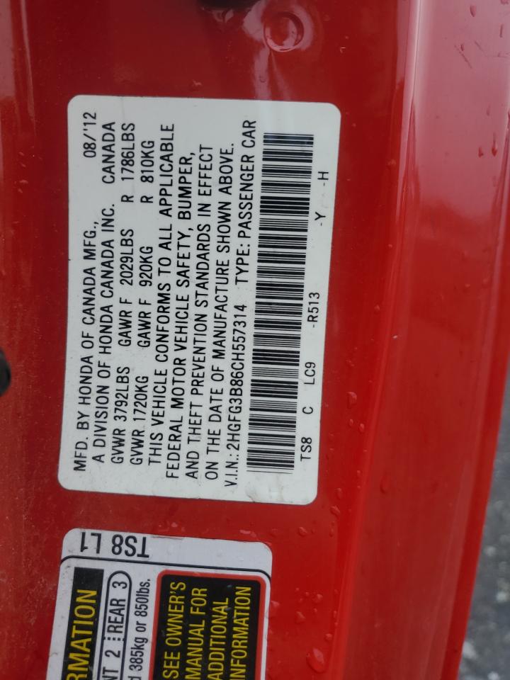 2008 Honda Civic Ex VIN: 2HGFG3B86CH557314 Lot: 63061555