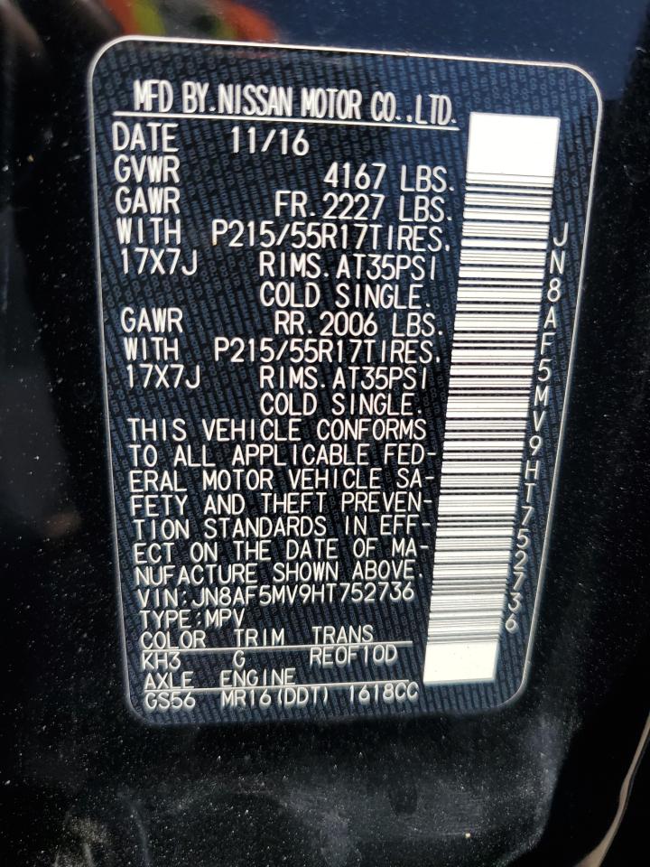 2017 Nissan Juke S VIN: JN8AF5MV9HT752736 Lot: 61182335