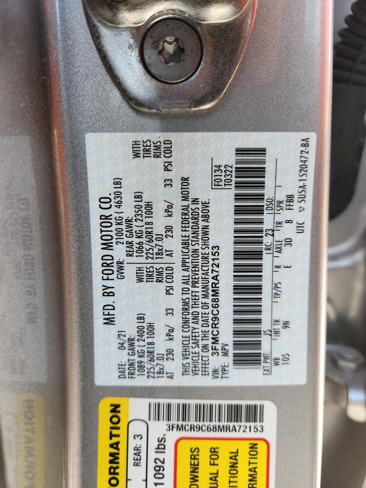 2021 Ford Bronco Sport Outer Banks VIN: 3FMCR9C68MRA72153 Lot: 61257555