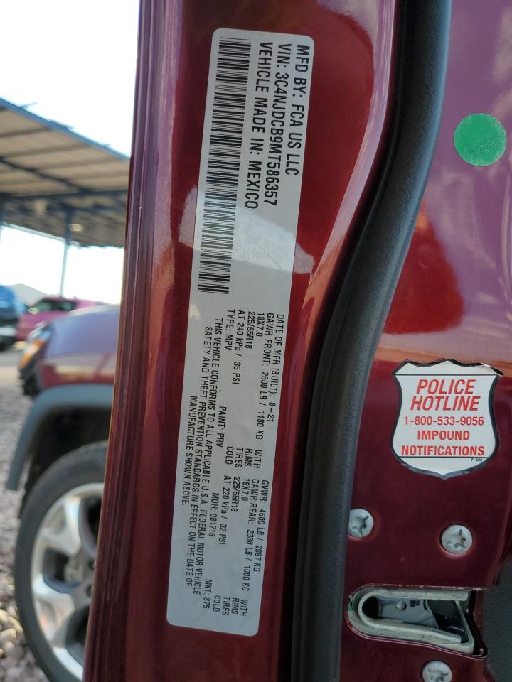 2021 Jeep Compass Limited VIN: 3C4NJDCB9MT586357 Lot: 62912455