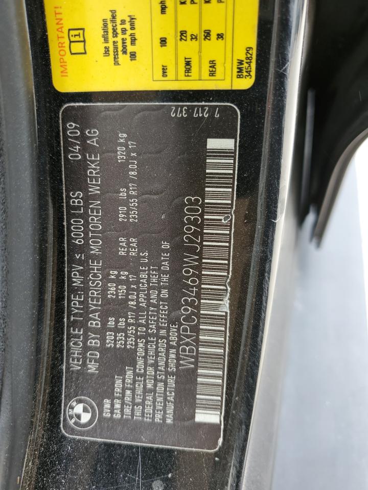 2009 BMW X3 xDrive30I VIN: WBXPC93469WJ29303 Lot: 58919125
