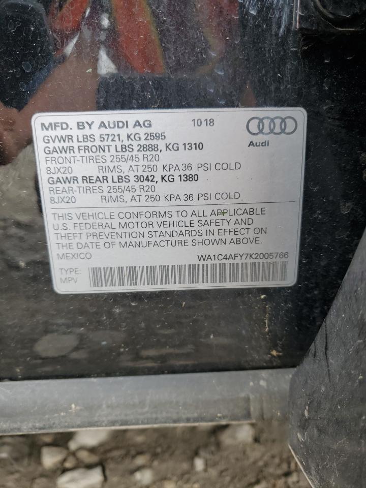 2019 Audi Sq5 Prestige VIN: WA1C4AFY7K2005766 Lot: 62345975