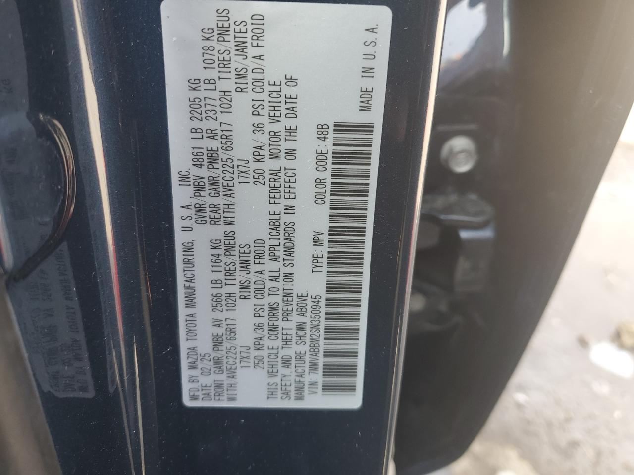 2025 Mazda Cx-50 Preferred VIN: 7MMVABBM2SN350945 Lot: 59533835
