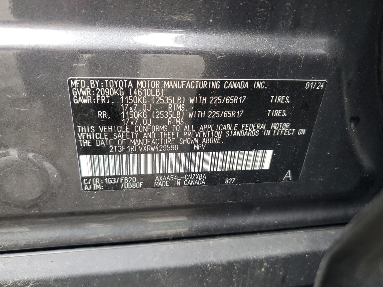 TOYOTA RAV4 2024 VIN 2T3F1RFVXRW429590 photo 13