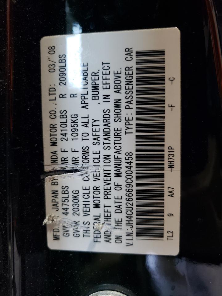 2009 Acura Tsx VIN: JH4CU26669C004458 Lot: 59190535