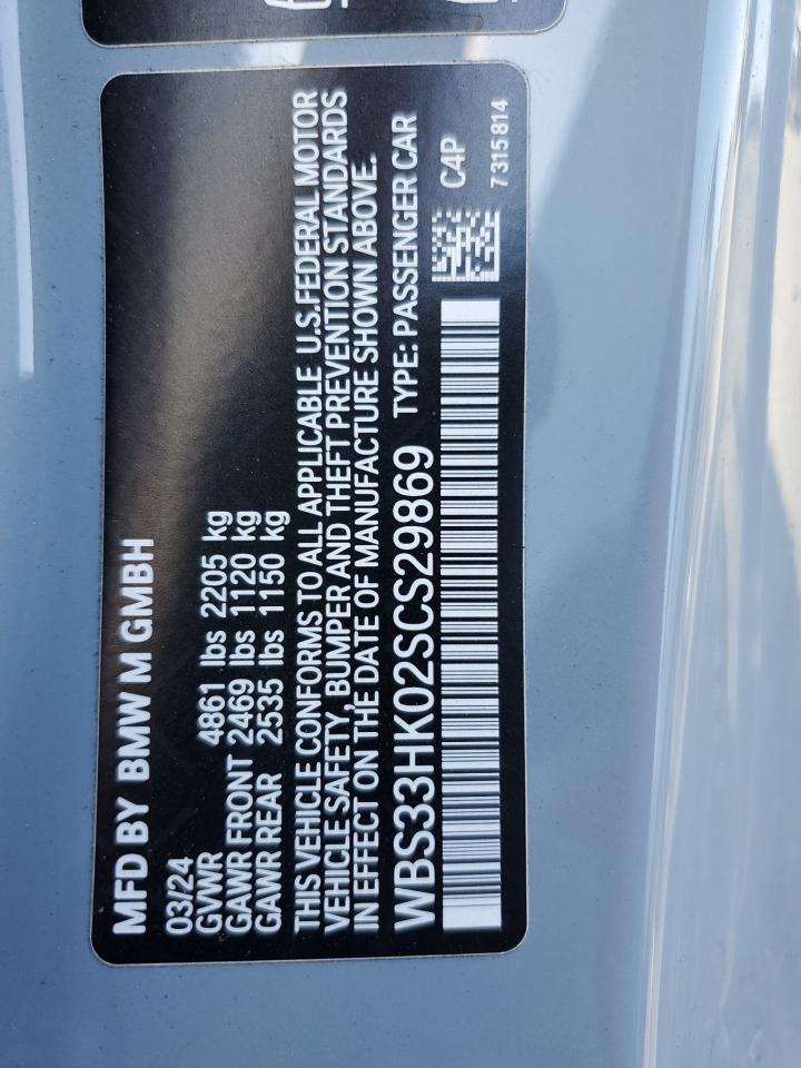 2025 BMW M4 Competition VIN: WBS33HK02SCS29869 Lot: 62025085