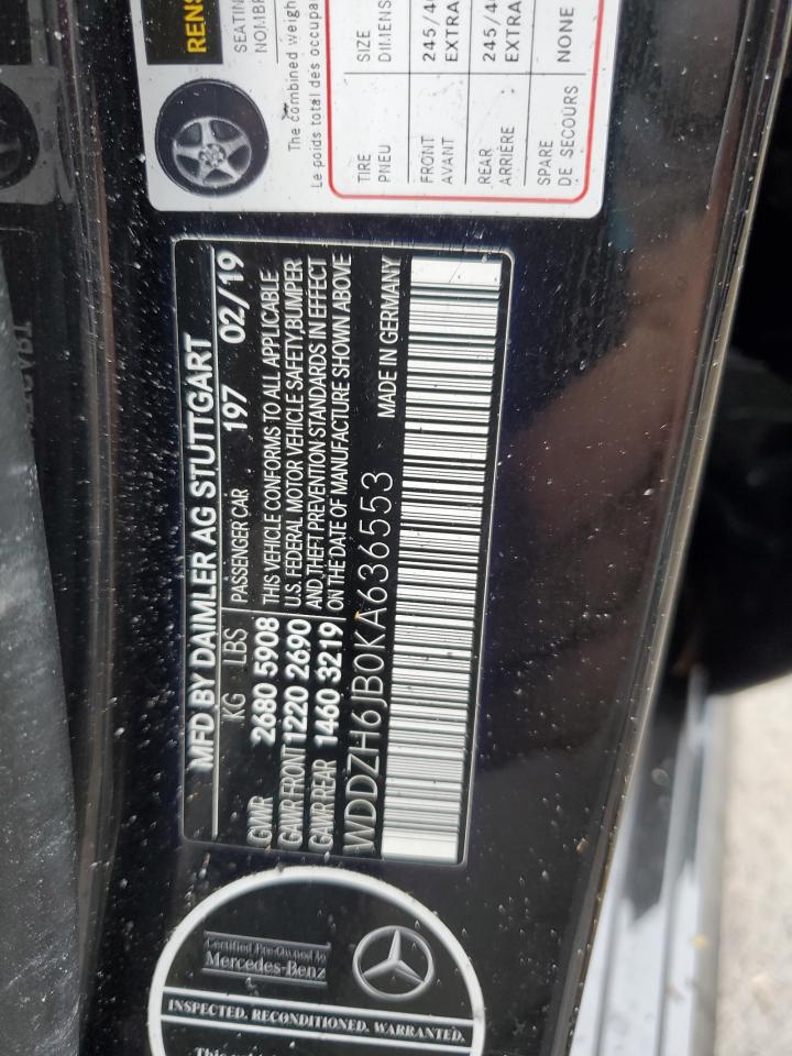 2019 Mercedes-Benz E 450 4Matic VIN: WDDZH6JB0KA636553 Lot: 60096195