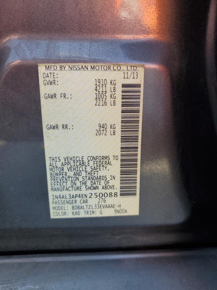 NISSAN ALTIMA 2014 VIN 1N4AL3AP4EN250088 фото 13