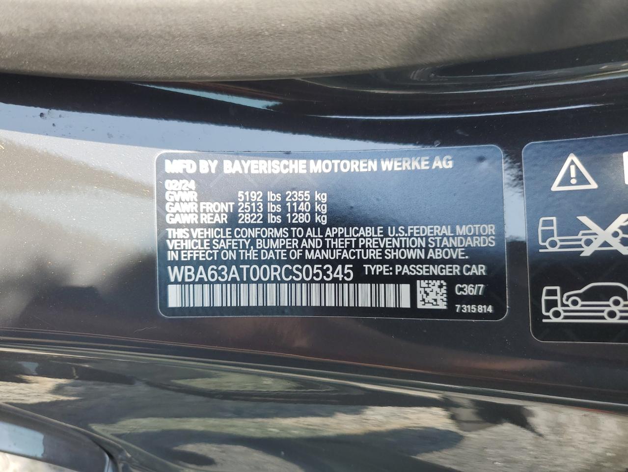 2024 BMW M440Xi VIN: WBA63AT00RCS05345 Lot: 61938765