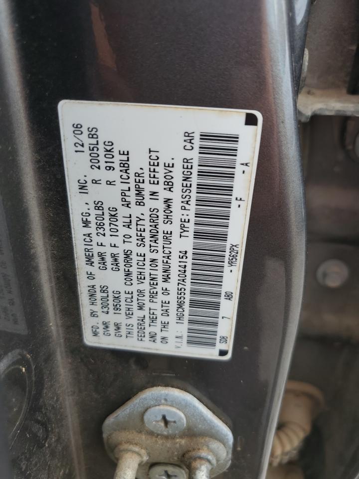 2007 Honda Accord Ex VIN: 1HGCM65557A044154 Lot: 61976505