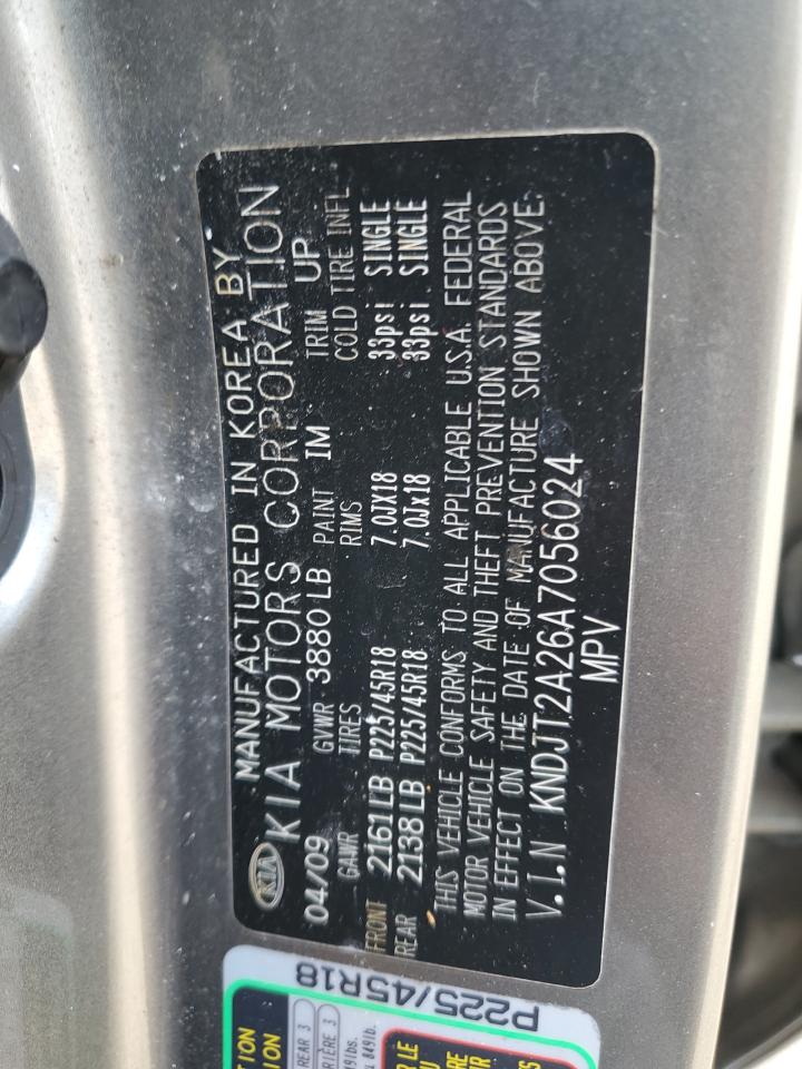 2010 Kia Soul + VIN: KNDJT2A26A7056024 Lot: 62859865