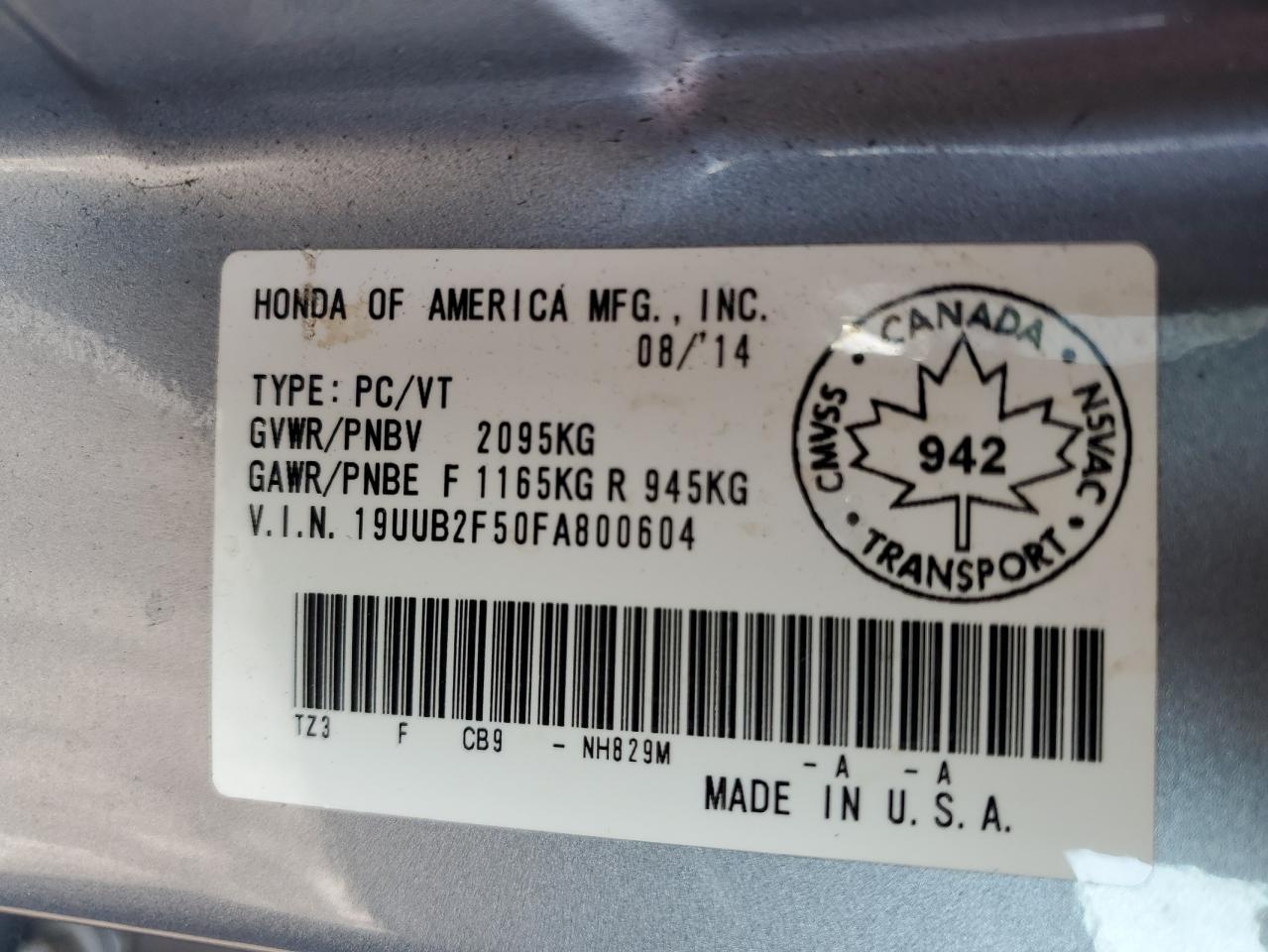 2015 Acura Tlx Tech VIN: 19UUB2F50FA800604 Lot: 62729385