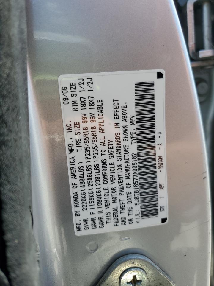2007 Acura Rdx Technology VIN: 5J8TB18577A005182 Lot: 62734225