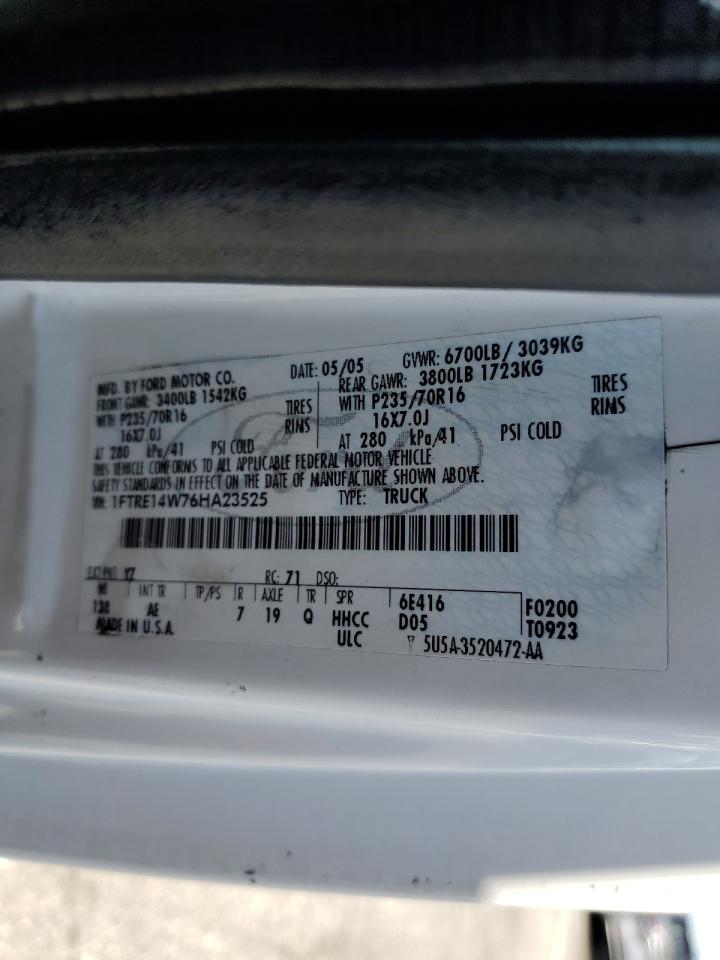 2006 Ford Econoline E150 Van VIN: 1FTRE14W76HA23525 Lot: 61435385