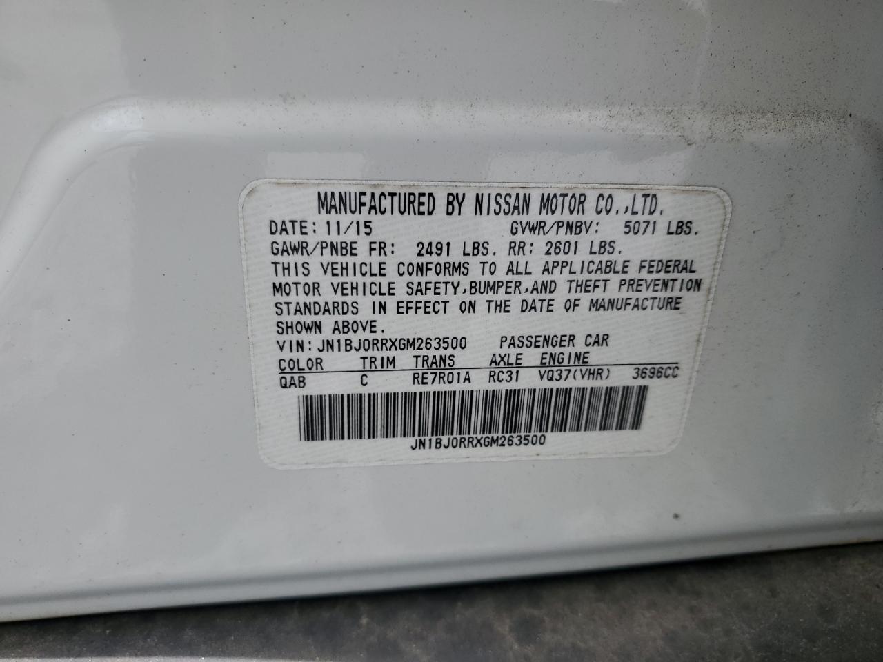 2016 Infiniti Qx50 VIN: JN1BJ0RRXGM263500 Lot: 60375375