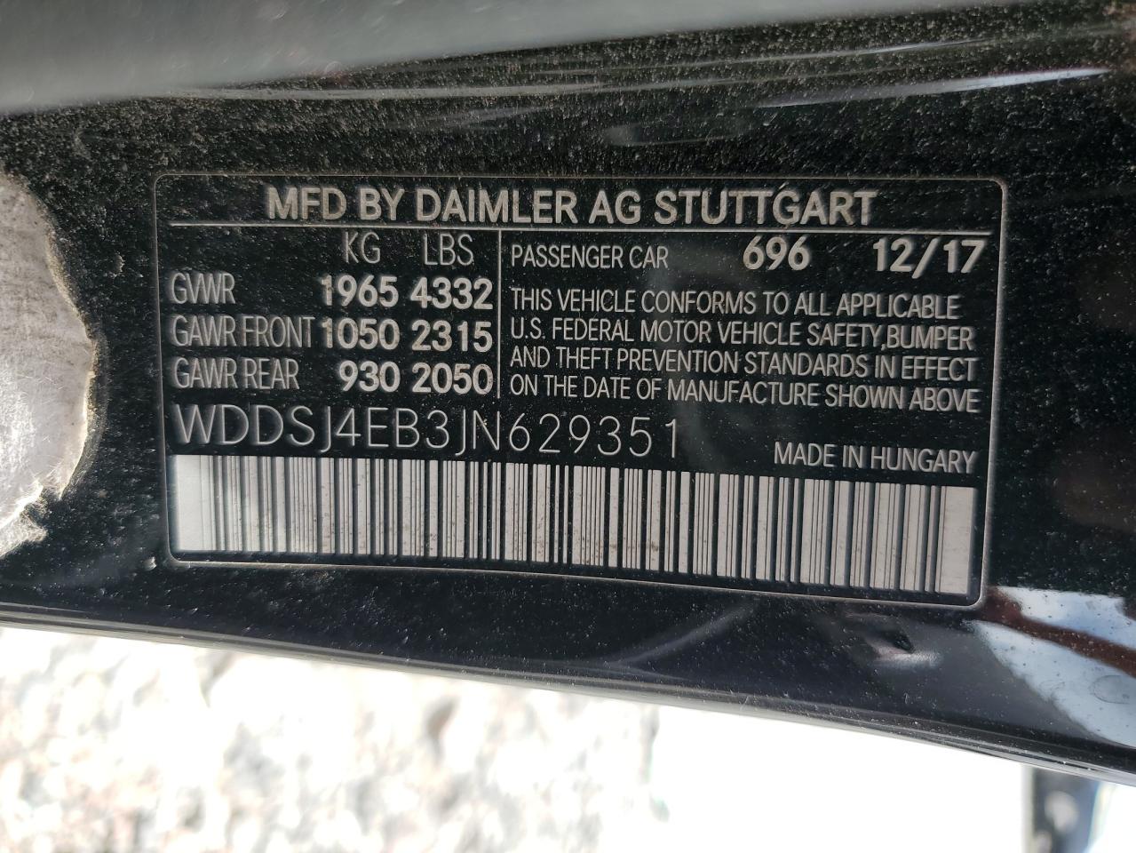2018 Mercedes-Benz Cla 250 VIN: WDDSJ4EB3JN629351 Lot: 60678765