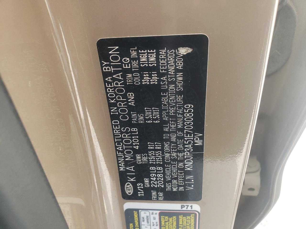 2014 Kia Soul + VIN: KNDJP3A51E7030859 Lot: 60985445