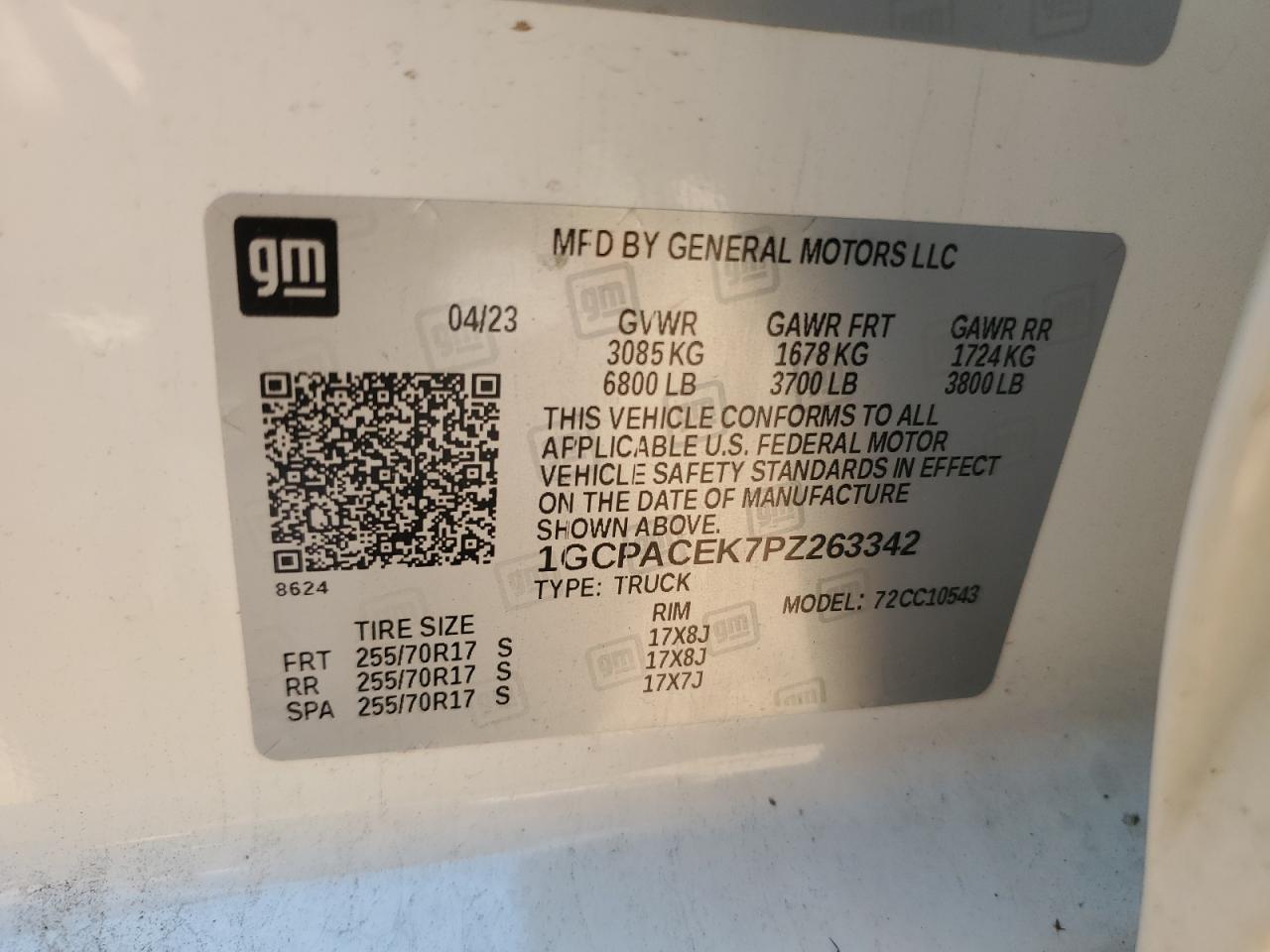 CHEVROLET ALL Models 2023 VIN 1GCPACEK7PZ263342 photo 12