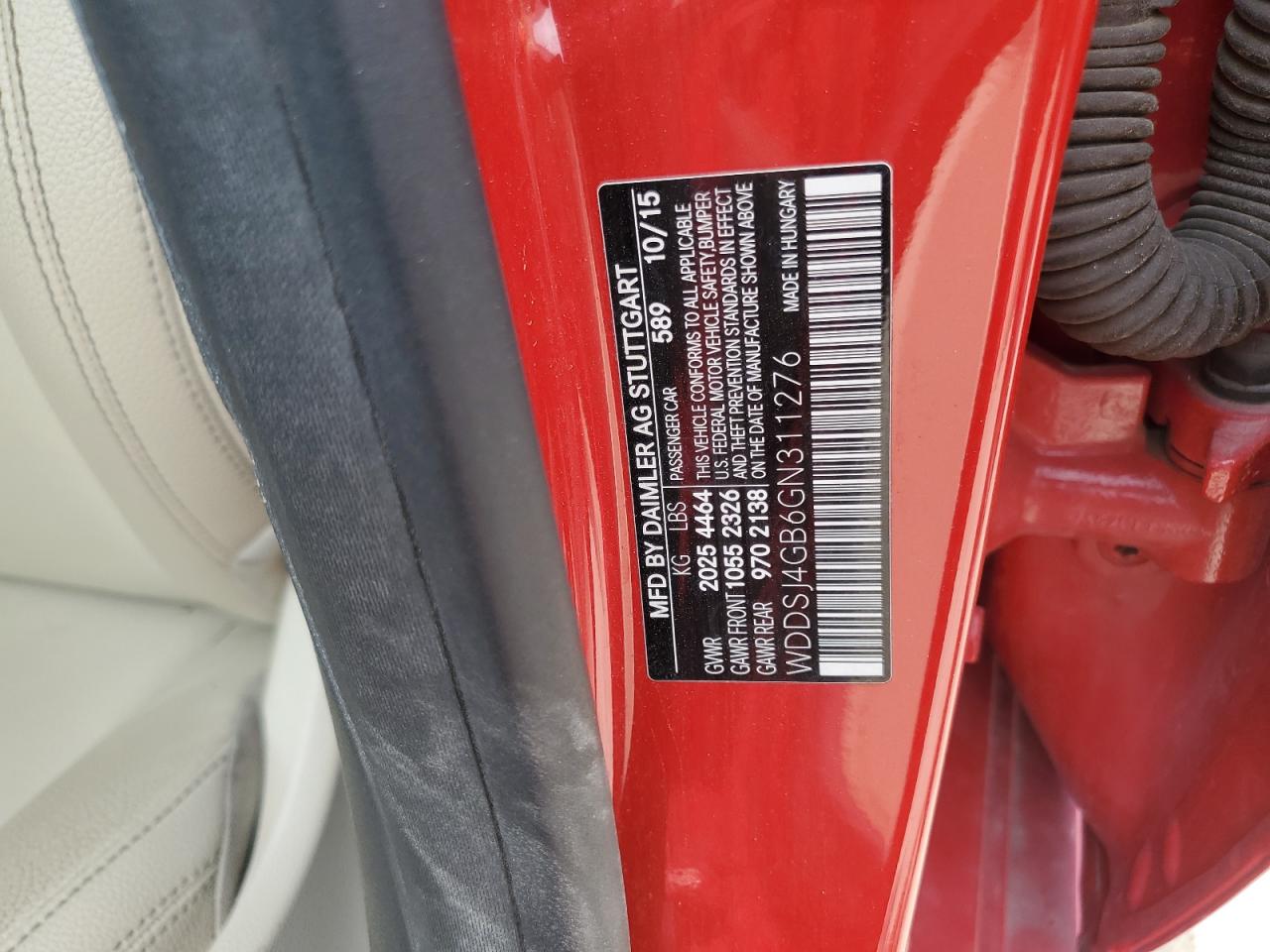 2016 Mercedes-Benz Cla 250 4Matic VIN: WDDSJ4GB6GN311276 Lot: 61060625