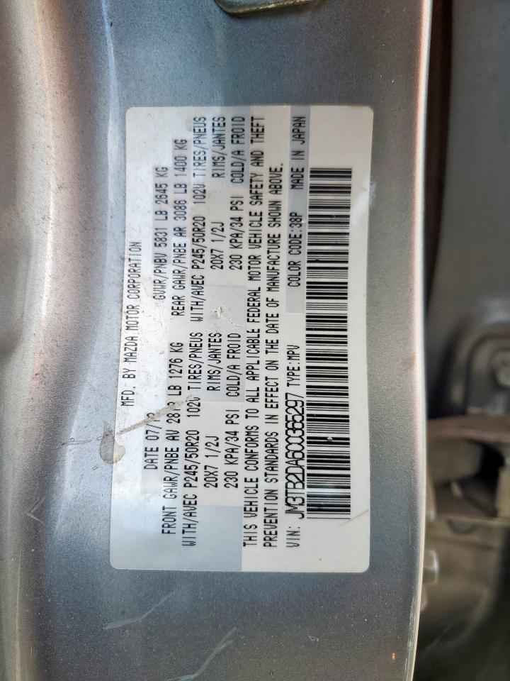 2012 Mazda Cx-9 VIN: JM3TB2DA6C0365297 Lot: 61960305