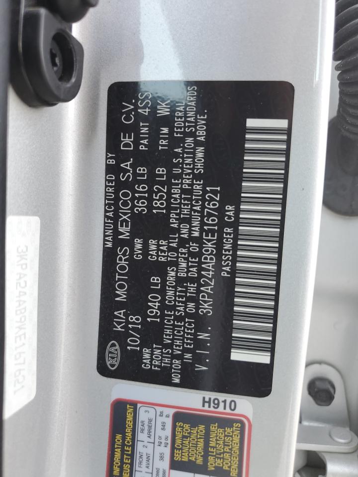 2019 Kia Rio S VIN: 3KPA24AB9KE167621 Lot: 62936815