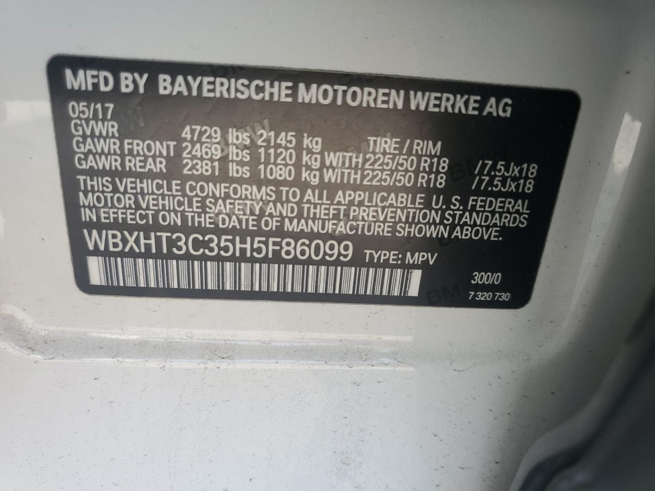 2017 BMW X1 xDrive28I VIN: WBXHT3C35H5F86099 Lot: 60196275