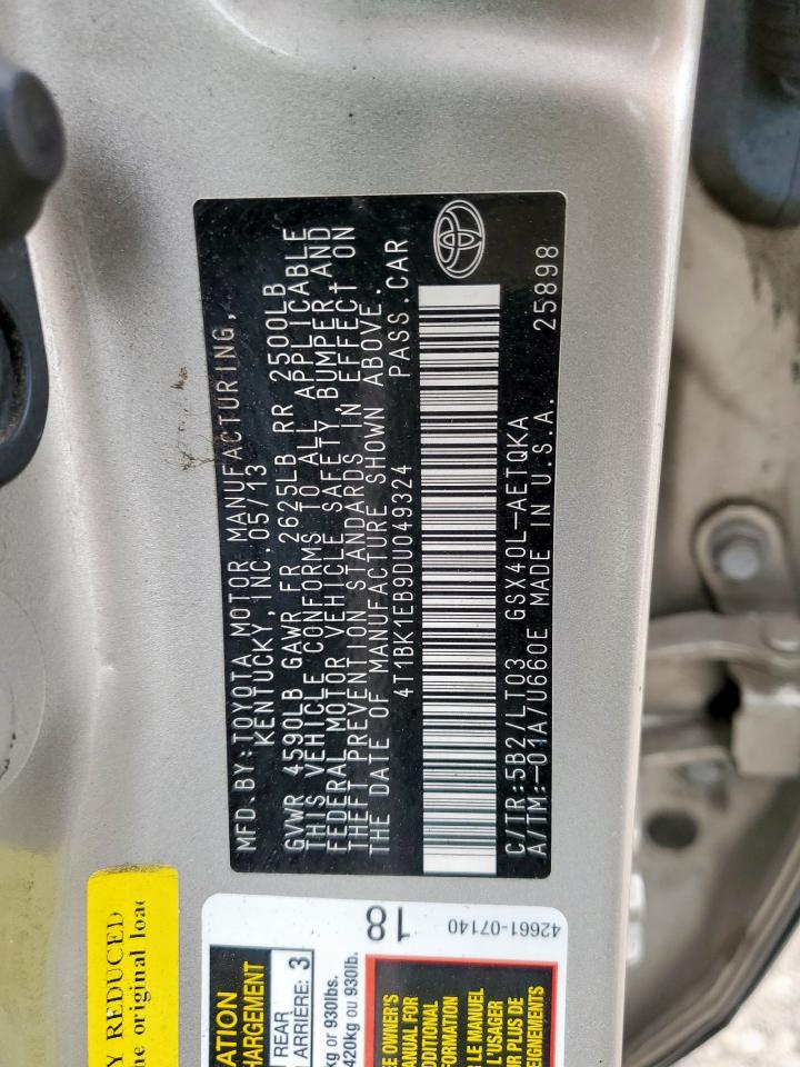 2013 Toyota Avalon Base VIN: 4T1BK1EB9DU049324 Lot: 62733715