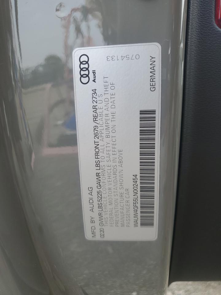 2020 Audi S5 Premium Plus VIN: WAUW4GF55LN002454 Lot: 60592595
