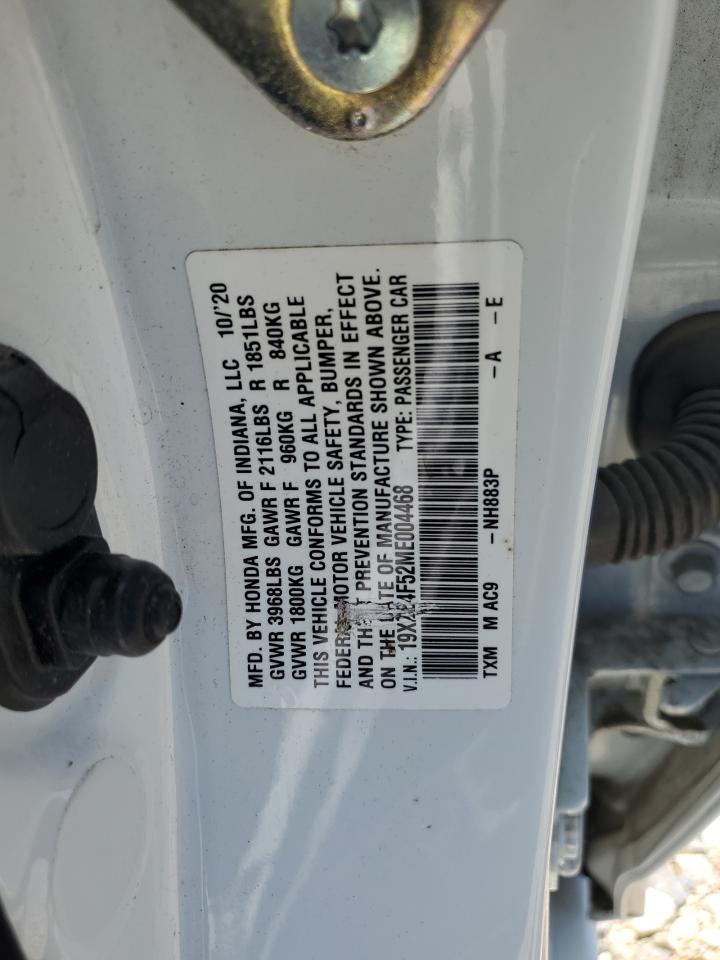 2021 Honda Insight Ex VIN: 19XZE4F52ME004468 Lot: 61427585