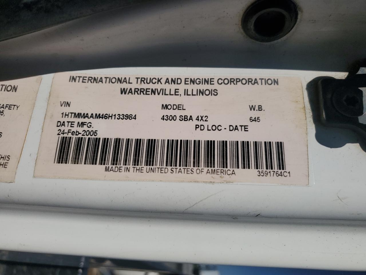 2006 International 4000 4300 VIN: 1HTMMAAM46H133984 Lot: 61218055