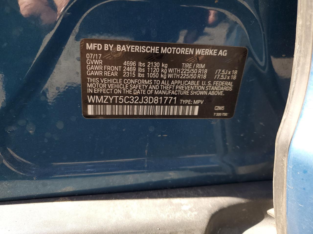 2018 Mini Cooper S Countryman All4 VIN: WMZYT5C32J3D81771 Lot: 62719865