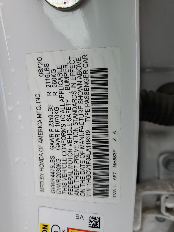 2020 Honda Accord Sport VIN: 1HGCV1F34LA119319 Lot: 61067575