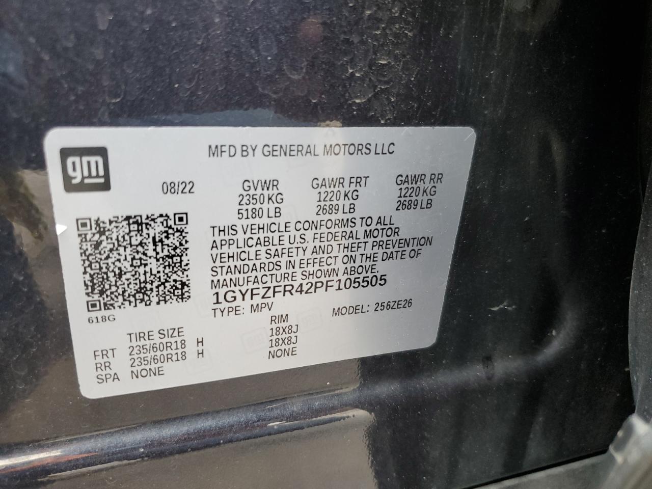 2023 Cadillac Xt4 Sport VIN: 1GYFZFR42PF105505 Lot: 61675215