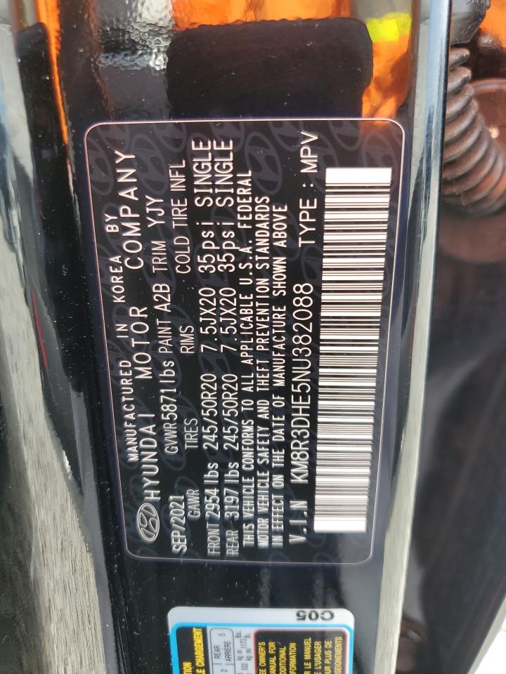 2022 Hyundai Palisade Sel VIN: KM8R3DHE5NU382088 Lot: 62513425
