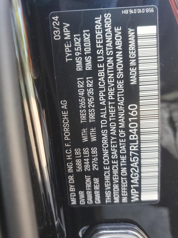 2024 Porsche Macan S VIN: WP1AG2A57RLB40160 Lot: 61598935