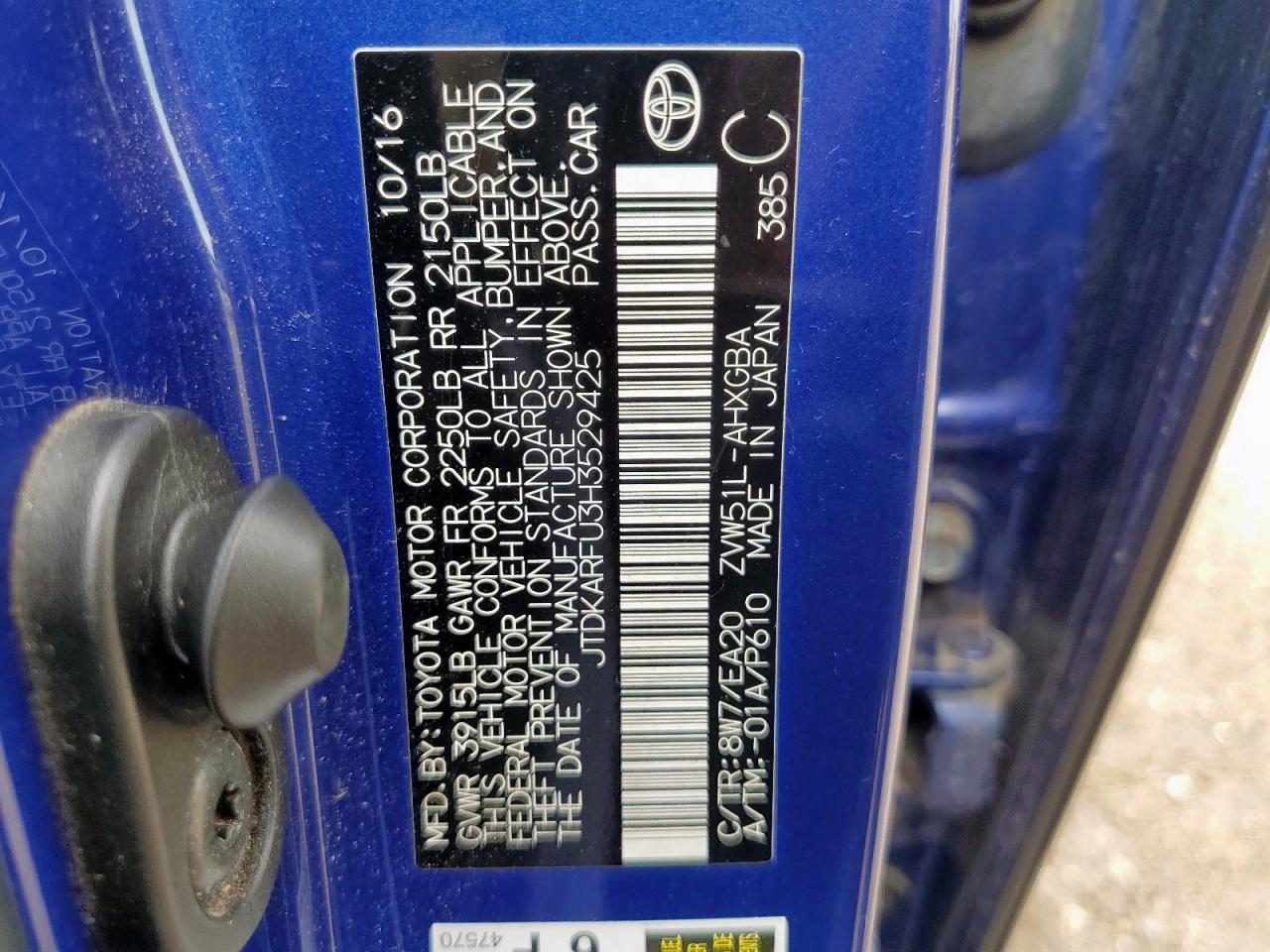 2017 Toyota Prius VIN: JTDKARFU3H3529425 Lot: 60469285