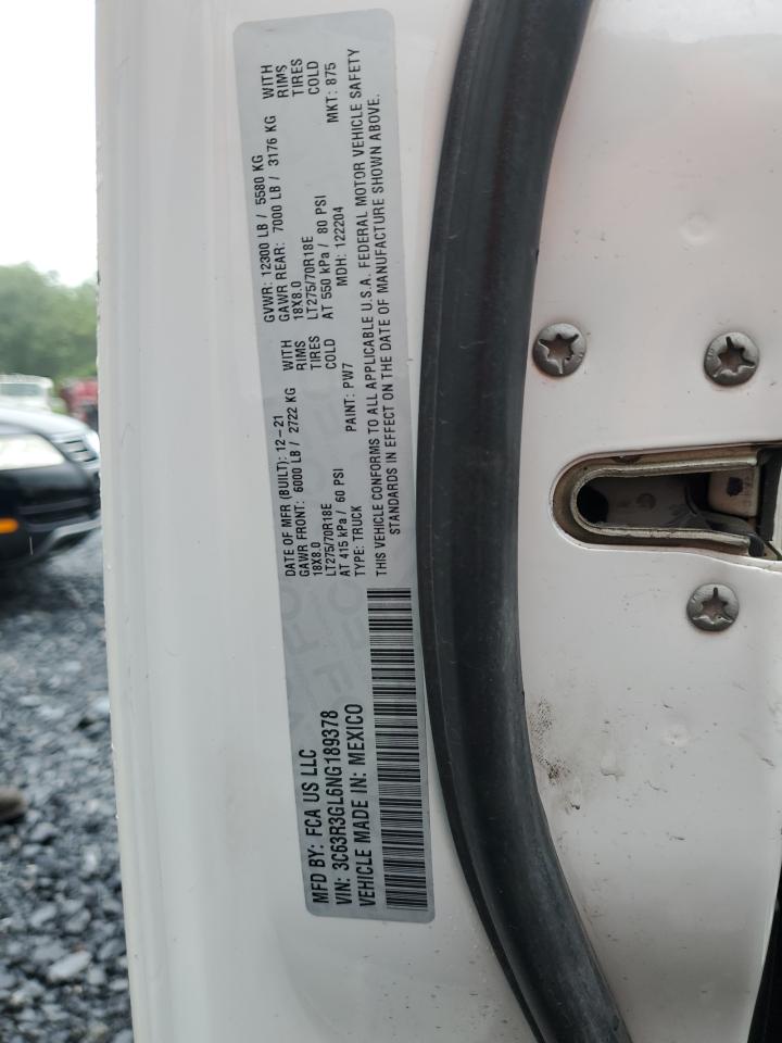 2022 Ram 3500 Tradesman VIN: 3C63R3GL6NG189378 Lot: 60846295