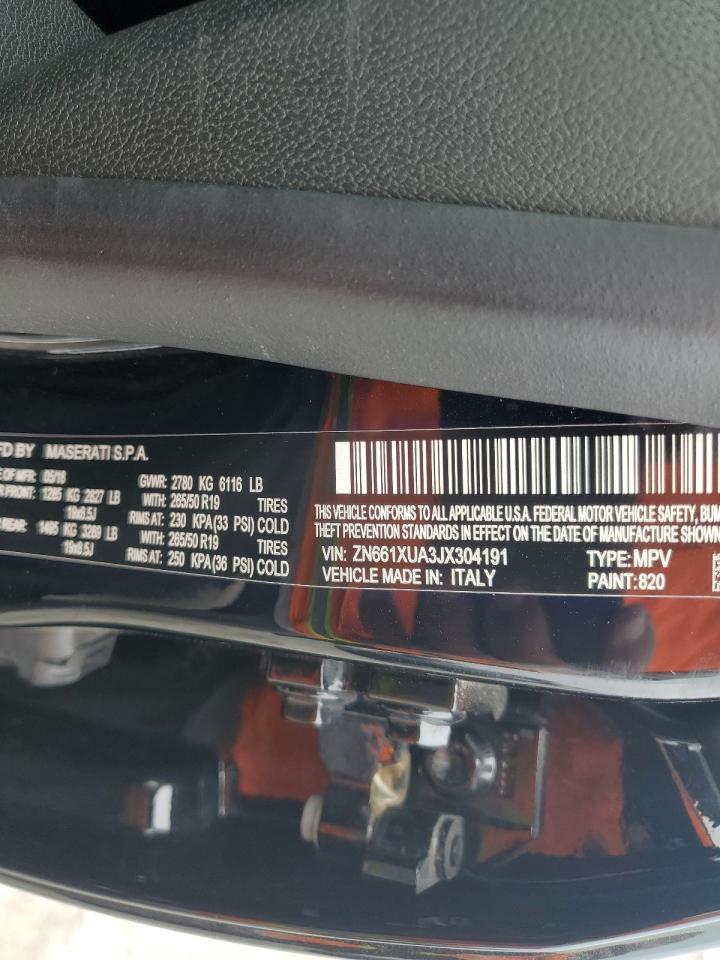 2018 Maserati Levante VIN: ZN661XUA3JX304191 Lot: 60152585
