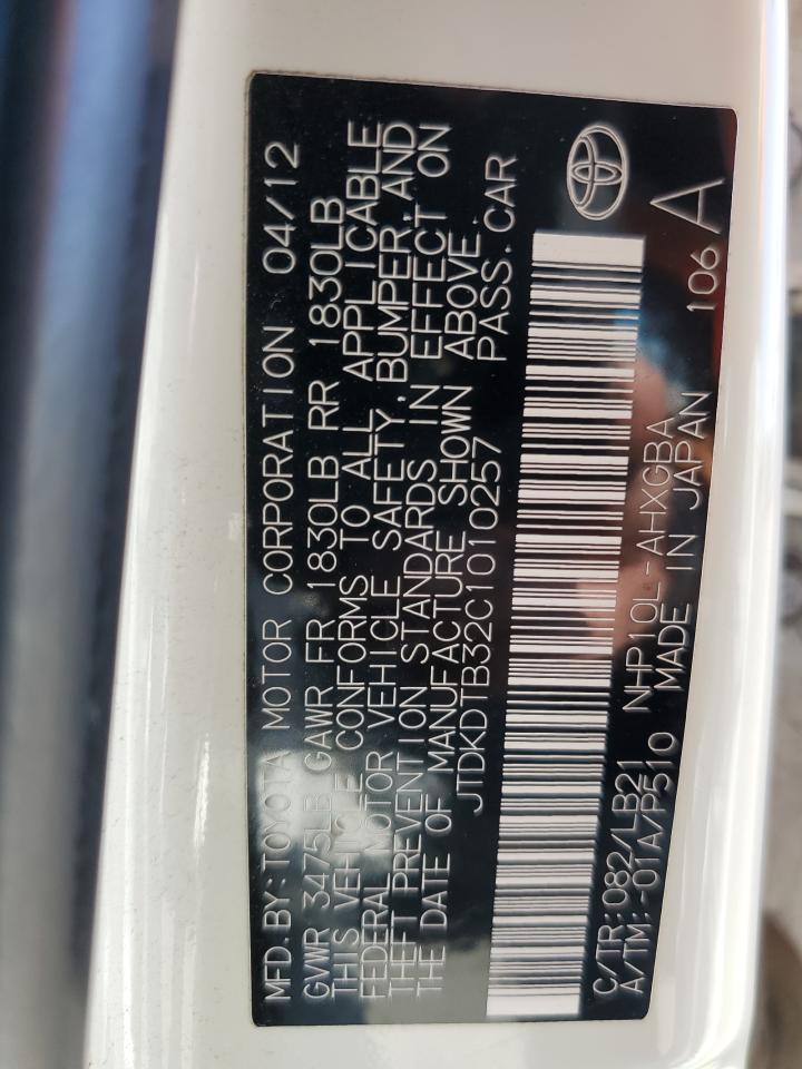 TOYOTA PRIUS 2012 VIN JTDKDTB32C1010257 фото 12