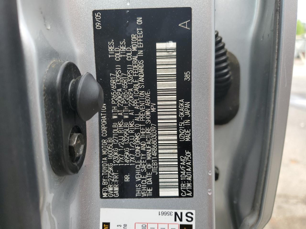 2006 Toyota 4Runner Sr5 VIN: JTEBT14R868030397 Lot: 60139785