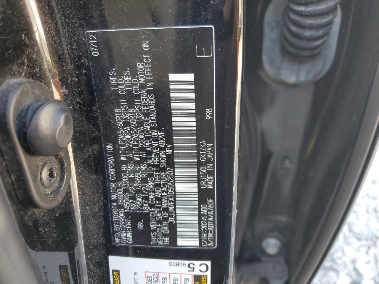 2013 Lexus Gx 460 Premium VIN: JTJJM7FX1D5052507 Lot: 61478795