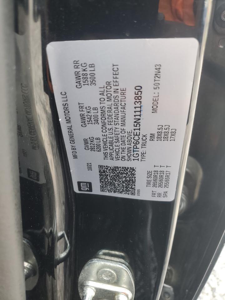 2022 GMC Canyon Elevation VIN: 1GTP6CE15N1113850 Lot: 59355565