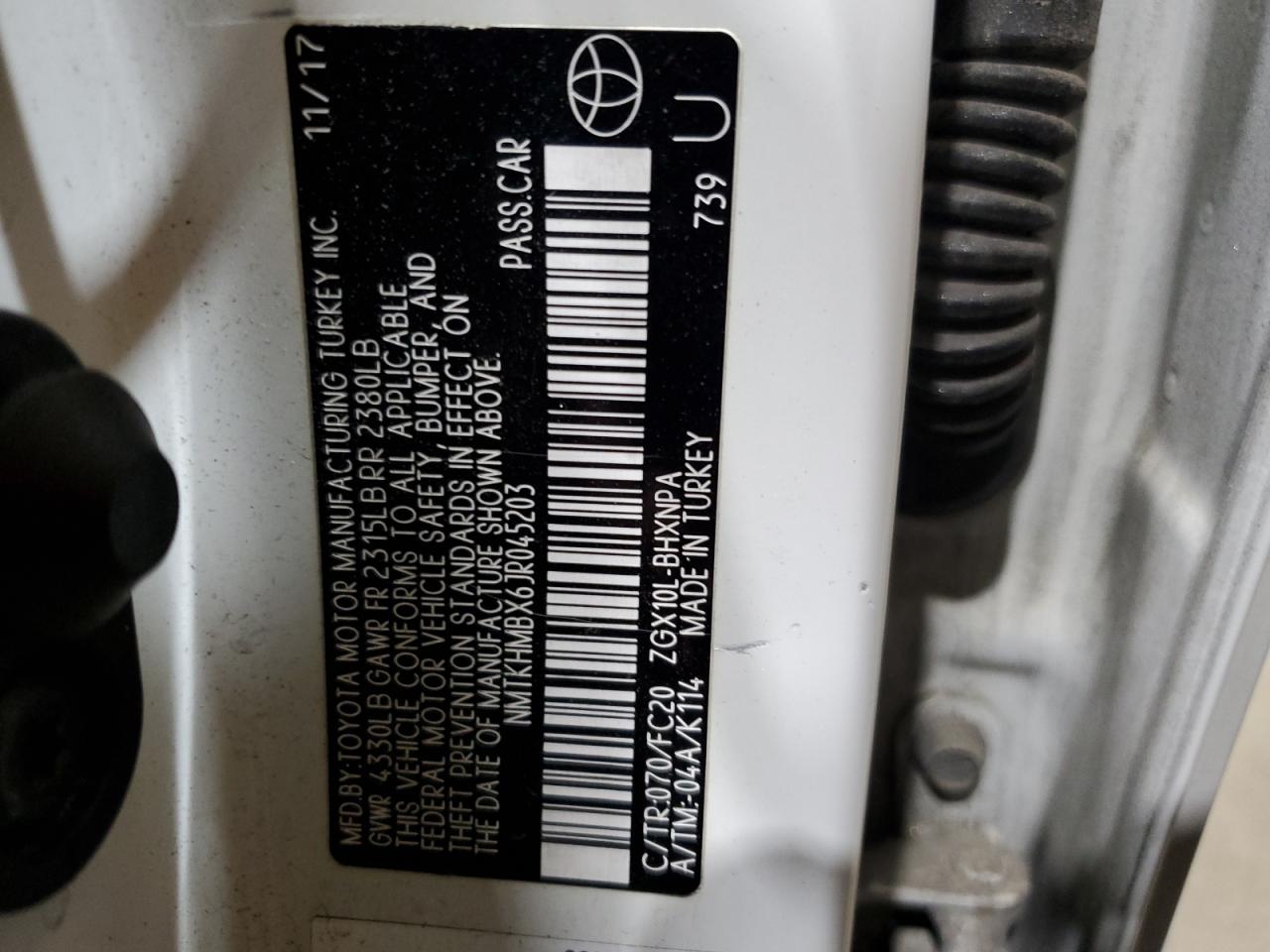2018 Toyota C-Hr Xle VIN: NMTKHMBX6JR045203 Lot: 62477485