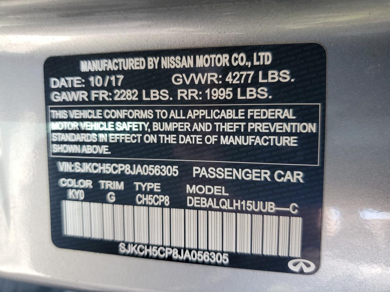 2018 Infiniti Qx30 Base VIN: SJKCH5CP8JA056305 Lot: 59890095