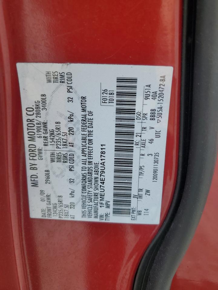 2009 Ford Explorer Eddie Bauer VIN: 1FMEU74E79UA17811 Lot: 60271065